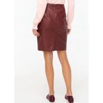 NWT J. Crew Faux Leather Pencil Skirt Size 10 Burgundy Lined Business Office Red Photo 1