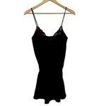 American Vintage Black Satin Nightgown Dress Slip Lingerie Women's Size Small Lace Photo 4