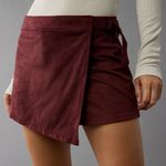 American Eagle High Rise Faux Suede Burgundy Wrap Skort Photo 0