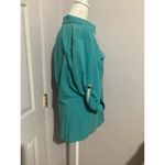 Lafayette 148  Blue 3/4 Sleeve Button Up Cotton Top Photo 2