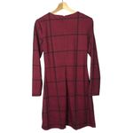 Hutch Modcloth Merlot Red Windowpane Plaid Long Sleeve Mini Dress S Photo 2