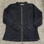 New Denim & Co. Black Denim Long Sleeve Zip Up Jean Jacket With Pockets M Size M Photo 0