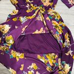 Everly Women Purple Floral V-Neck Side Slit Maxi Dress Size S Photo 13