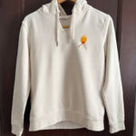 Ganni  |  Cream Hoodie with Heart Match Embroidery Sweatshirt | Small Photo 0
