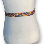 Vintage Multicolor Rainbow Braided Statement Belt Gold Photo 3