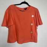 Kensie  Orange Linen Oversized Blouse Butterfly Sleeve Sz Small Photo 4