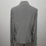 Vintage Casual Corner 90s Black & White Houndstooth Silk Button Down Size 10 Photo 3