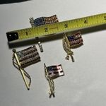 lot of 4 Patriotic Brooch Pins Gold Tone American Flag Rhinestone Photo 10
