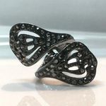 Long Dark Crystals Spring Ring. Statement Piece Gray Photo 0