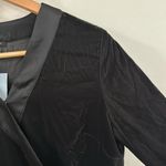 Ann Taylor  black velour faux wrap surplice satin trim side tie blouse size Mp Photo 5