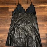 ZARA  Black Leather and Lace Cami Shift Dress in Size Medium Photo 4