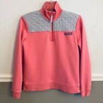 Vineyard Vines Shep Pink Coral Grey Quarter Zip Pullover Sweatshirt Small Photo 0