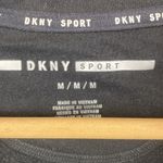 DKNY  Black Logo Print Short Sleeve Zip Neck Sweatshirt Top M Photo 2