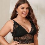 Boutique Lace Bralette Longline Bra Black Sexy Plus Size 3X or 18 Stretch Lingerie New Photo 1