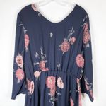 Collective Concepts XXL Dress Navy Blue Pink Floral Knee Length Faux Wrap 570 Photo 3