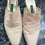 Escada Golden Tan Cloth Textured Mules Slip Ons Women’s Size 6.5 Made in Italy Gold Photo 0