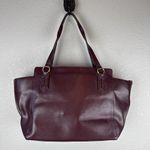Ralph Lauren Winford Tote Bag Shoulder Purse Laptop Zip Top Plum Purple Leather Photo 6