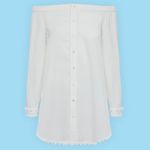 Derek Lam  10 Crosby White Off Shoulder Pom-Pom Boho Poplin Tunic Top [size 4] Photo 1