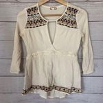 Eyeshadow  Ivory Embroidered Peasant Babydoll Long Sleeve Top S Photo 1
