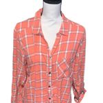 Columbia  Orange sickle Plaid Button-Up Shirt Long Sleeve Pocket Cotton Photo 1