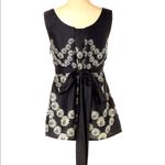 Yoana Baraschi Baraschi Sleeveless Silk Flowered Pleated Black Tie Top Size Small Photo 1