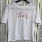Fabletics Athleisure Gym Cotton Blend Printed Pursue Passion Tee White Small New Photo 0