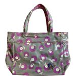 Juicy Couture  Tote Vinyl Gray Purple White Flowers Bag Leather Trim Photo 0