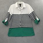 Multiples Popover Roll Tab Tunic Top Blouse Boho Striped Women's Petite Small Photo 0