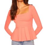 Susana Monaco NWT  Square Neck Pink Long Sleeve Peplum Top Size Small Photo 0