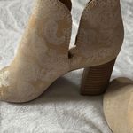 Lucky Brand Iridescent Paisley Suede Peep Toe Bootie in Cream/Silver - Size 6 Photo 11