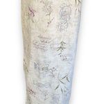 Vintage 90s Maxi Dress Cream Purple Floral Print Rosette Detail Linen Scoopneck Purple Photo 6