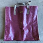 Clinique  Metallic Purple And Silver Geometric Tote Bag Photo 0