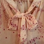 Free People  Stars Align Printed Top Blouse Women's Small Pale Pink Boho Hippie Photo 9