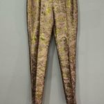 John Richmond Gold Brocade Zip Leg Pants Size 40 (6) EUC Pink Photo 0