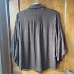 Nanette Lepore  Fluted Sleeve Shimmer Brown Button Down Blouse Photo 2