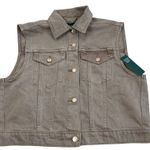 Wild Fable Women's Brown Denim Mineral Dyed Trucker Vest - Size Medium - NWT Photo 0