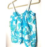 Lilly Pulitzer  Chevonne Silk White Blue Strappy Gold Zipper Resort Tank Top XS Photo 9