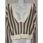 Honey Belle Sweater Womens Med Crop Top Tight Knit Brown & Ivory Photo 0