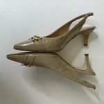 Talbots Edison Slingback Bow Flats Nude Tan Slingback Heels Patent Size 7 Photo 5