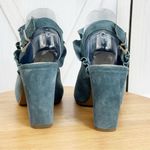 Seychelles  by Anthropologie Sightseeing Suede‎ Slingback Peep Toe Heels Teal 9 Photo 4