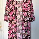Laura Ashley Pink Brown Floral Intimates Sleep Lounge Robe with Sleep Shorts M Photo 0