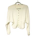 Free People  FP One Sela Cardi White Fluffy Eyelash Sweater Cardigan Size Small Photo 1