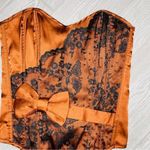 Frederick's of Hollywood Fredricks of Hollywood brown and black lace corset top with stocking clips 34 Photo 1