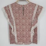 MISA Los Angeles ‎ Nilu Top Small Pink Washed Tile Print Lace Trim Boho Blouse Photo 5