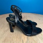 Vince Camuto  Penelopy Black Ankle Strap Emobessed Leather Heels Women’s Size 8 Photo 1