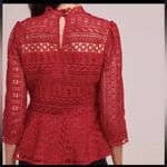 Moulinette Soeurs  by Anthropologie lace peplum top women's size 14 lined 3/4 slv Photo 2