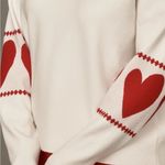 Maeve  The Carys Mock Neck White Sweater with Red Heart Accents Medium Photo 5