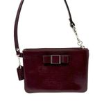 Coach Burgundy Patent Leather Wristlet – Bow Detail, Small Shoulder Bag Photo 0