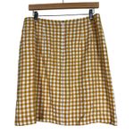 Ann Taylor  Skirt Womens 6 Yellow White Linen Gingham A-Line Country Cottagecore Photo 2