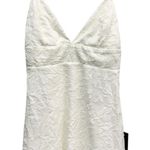 Lulus  Plunge Neck Sleeveless Floral Jacquard Babydoll Dress White size Large NWT Photo 0